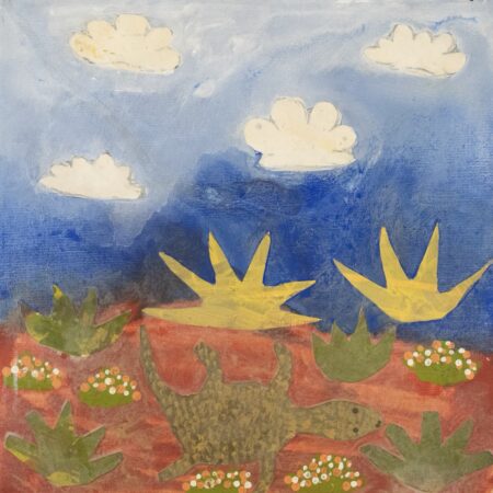 Edie Kemarre Holmes - Arratherrk (Bush Flowers) with Lizard - Painting - Edie Kemarre Holmes