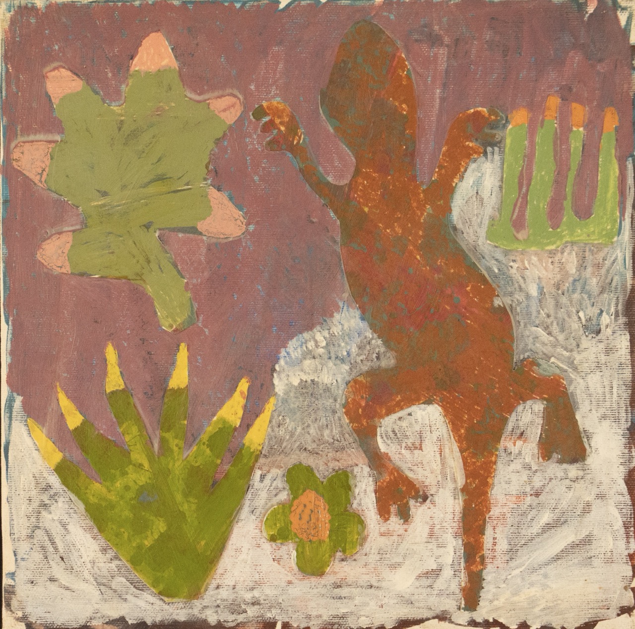 Daisy Kemarre Moss - Lizards Hiding in the Flowers - Painting - Daisy Kemarre Moss