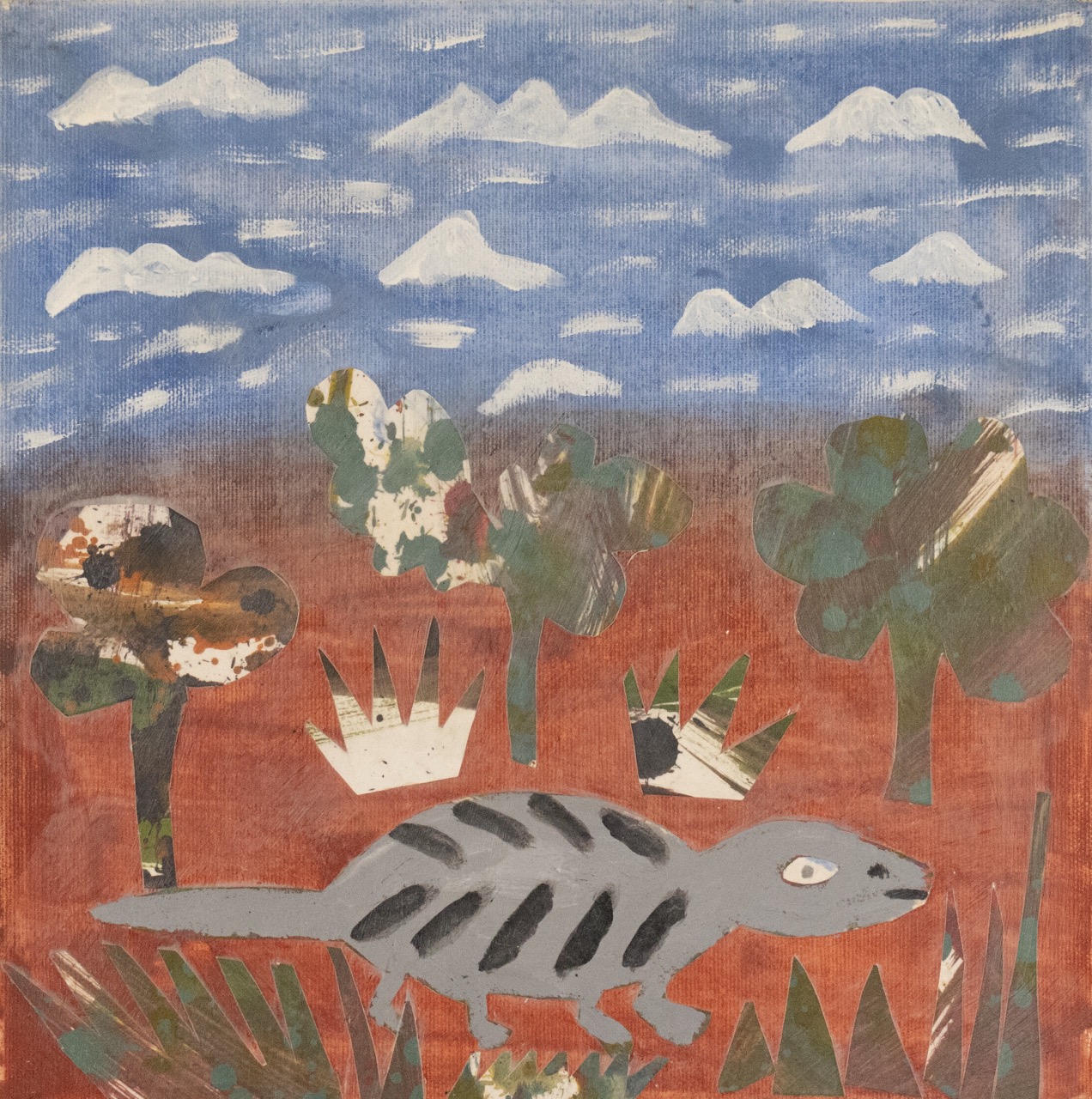 Lulu Pitjara Teece - Lizards Hiding in the Flowers - Painting - Lulu Pitjara Teece