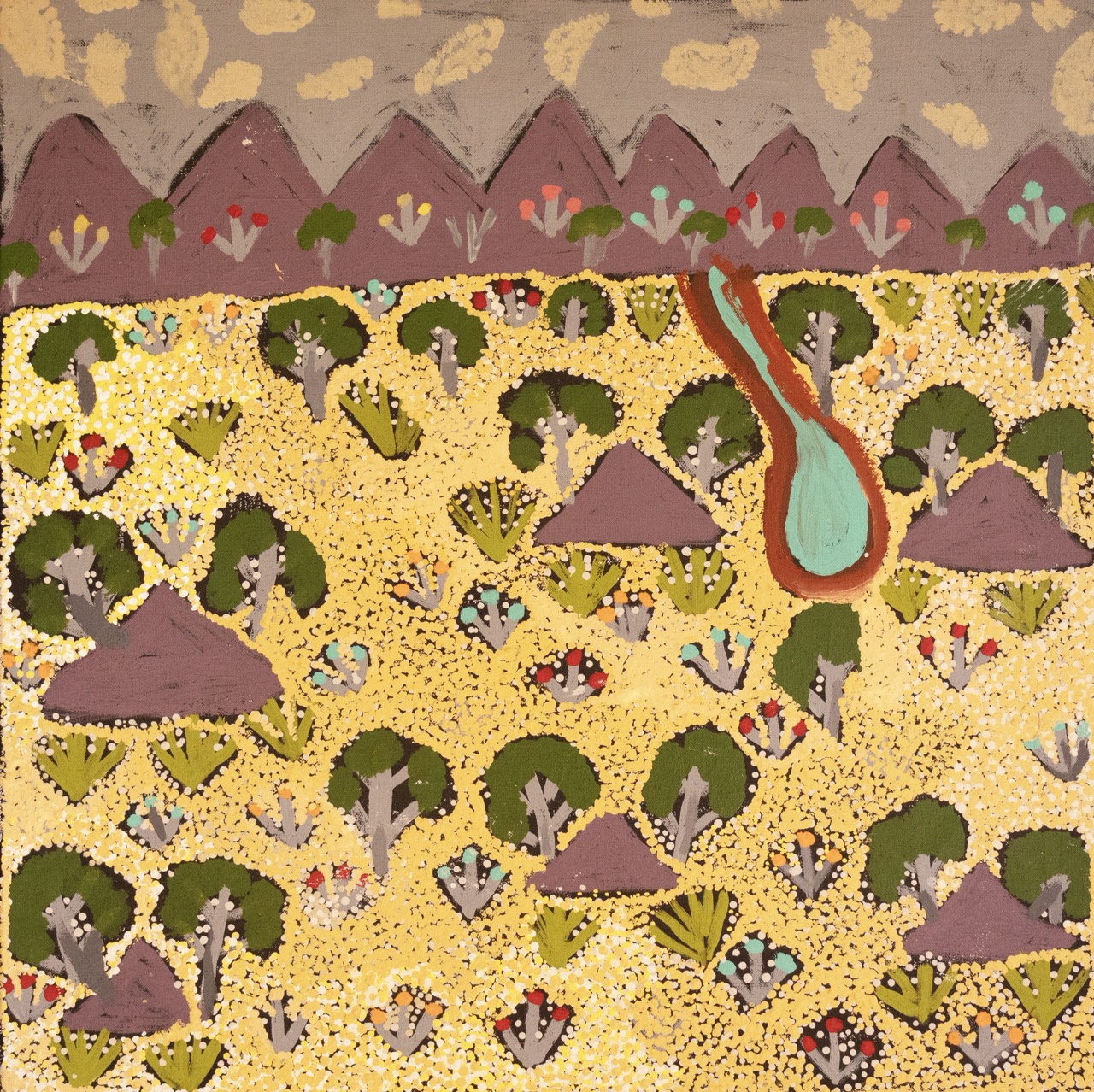 Susan Ngwarraye Philomac - Spring Creek - Painting - Susan  Ngwarraye Philomac