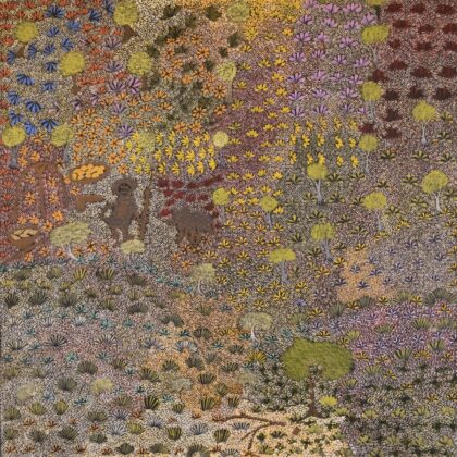Colleen Ngwarraye Morton - Old Lady picks Angerterrk (Bush Orange) - Painting - Colleen Ngwarraye Morton