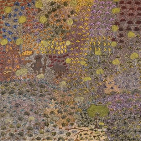 Colleen Ngwarraye Morton - Old Lady picks Angerterrk (Bush Orange) - Painting - Colleen Ngwarraye Morton