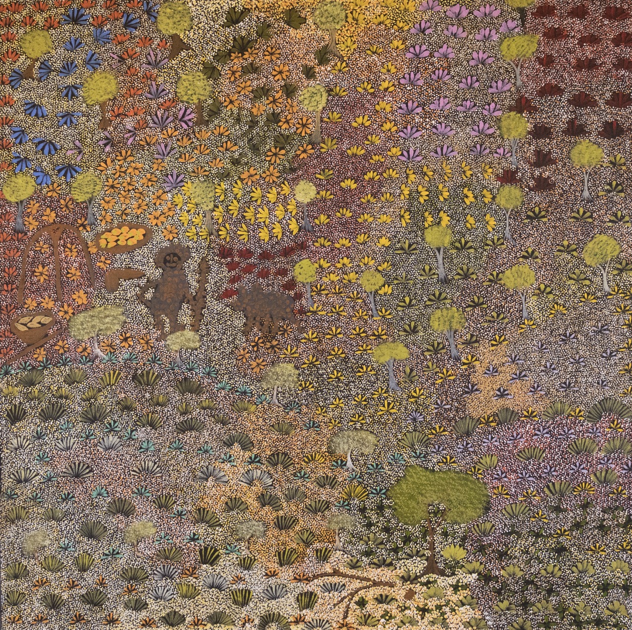Colleen Ngwarraye Morton - Old Lady picks Angerterrk (Bush Orange) - Painting - Colleen Ngwarraye Morton