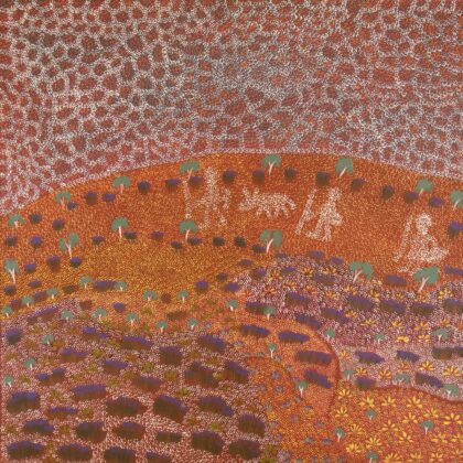 Colleen Ngwarraye Morton - Awenhenheng (Old Lady with Nephews) - Painting - Colleen Ngwarraye Morton