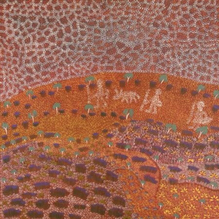 Colleen Ngwarraye Morton - Awenhenheng (Old Lady with Nephews) - Painting - Colleen Ngwarraye Morton