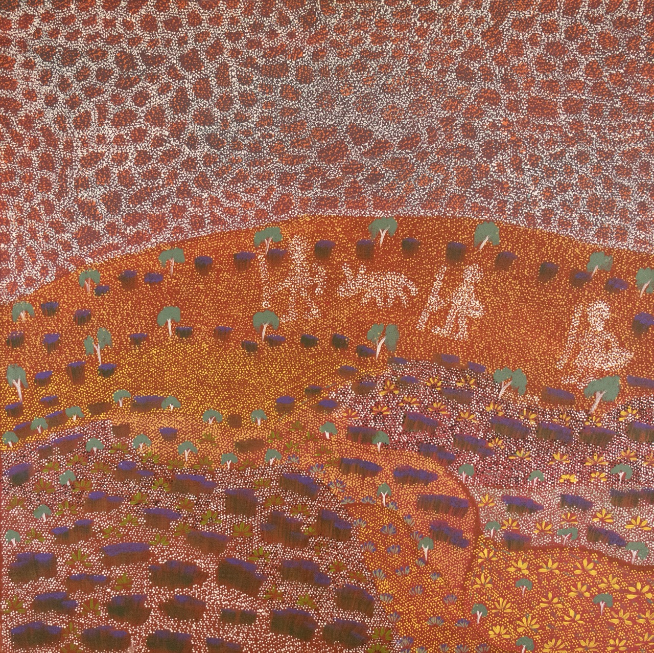 Colleen Ngwarraye Morton - Awenhenheng (Old Lady with Nephews) - Painting - Colleen Ngwarraye Morton