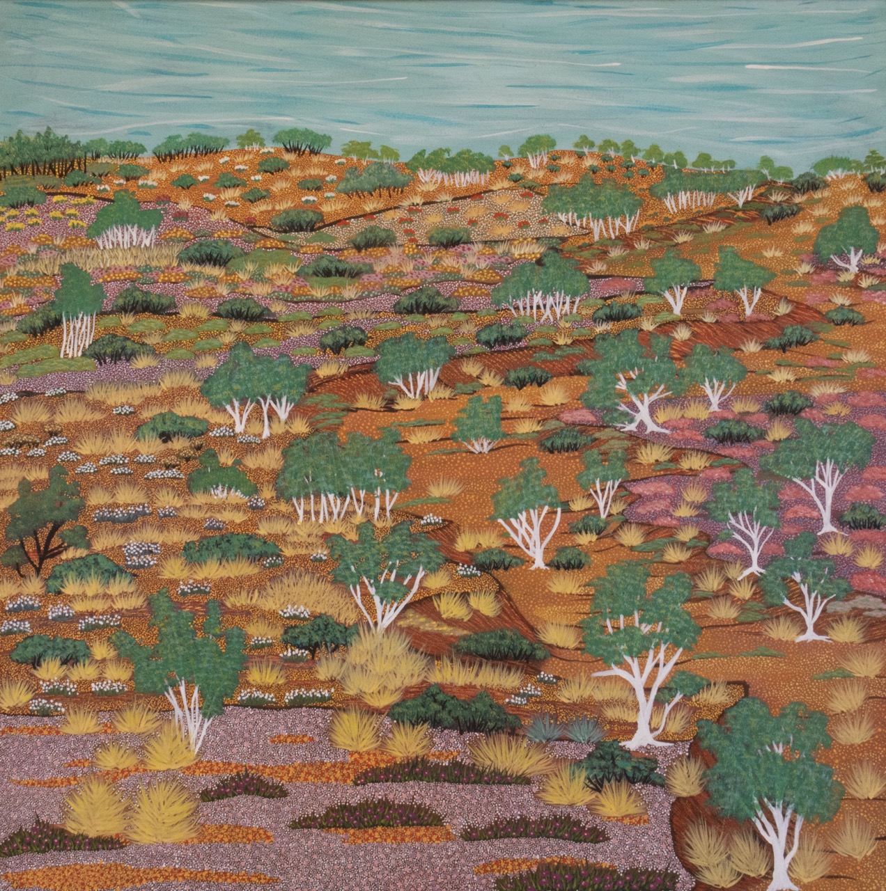Levina Pitjara Morton - Atyenh Amper (My Country) - Painting - Levina Pitjara Morton