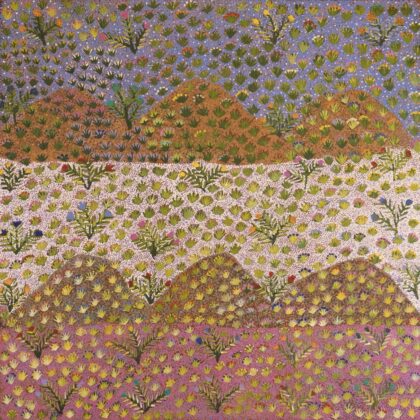 Nancy Pitjara Frank - Artna Areyawarr Kwen Apwert (Bush Medicine Under Rocks) - Painting - Nancy Pitjara Frank