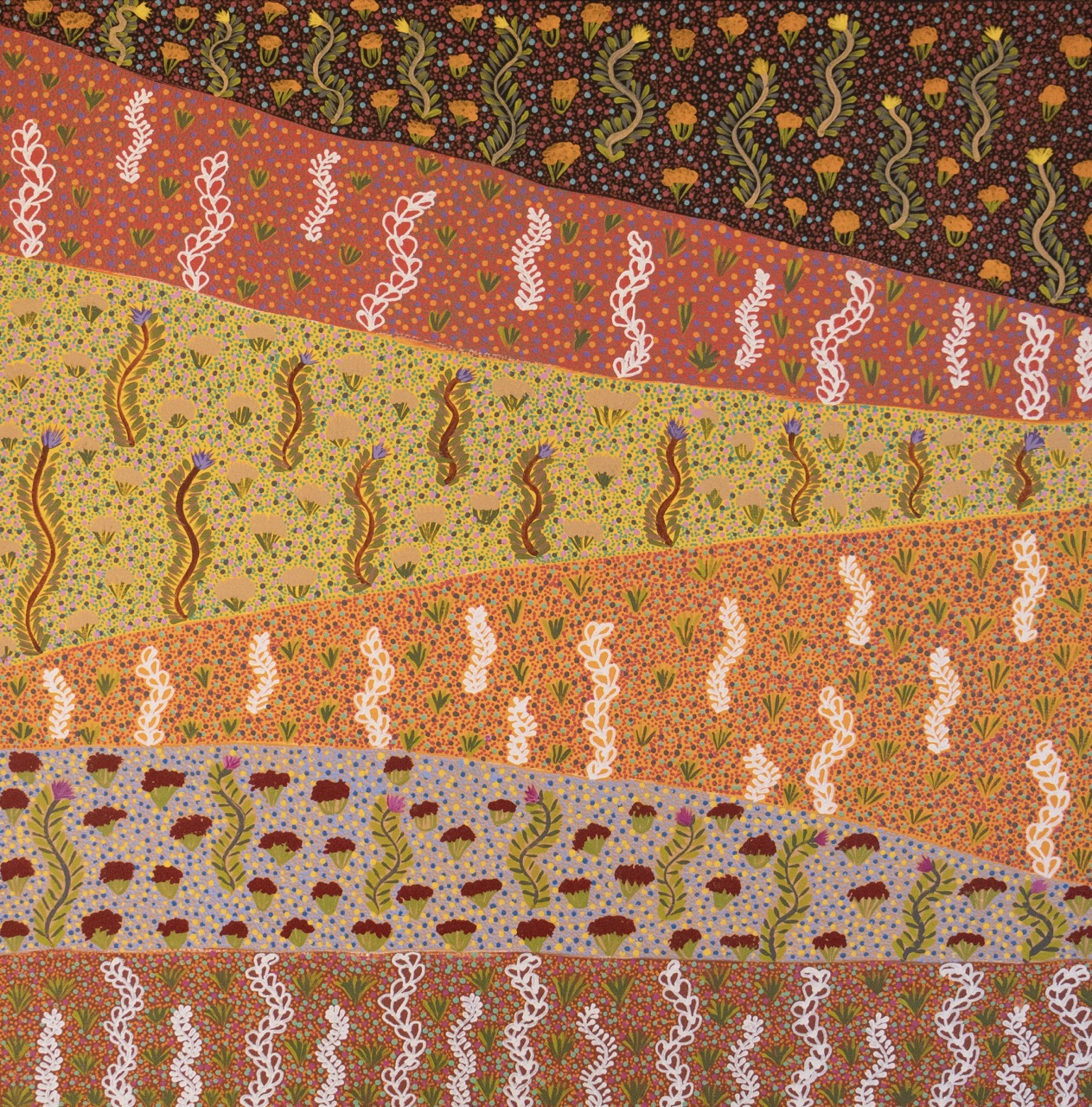 Sabrina Pitjara Morton - Artna Alperr (Bush Leaves) - Painting - Sabrina Pitjara Morton