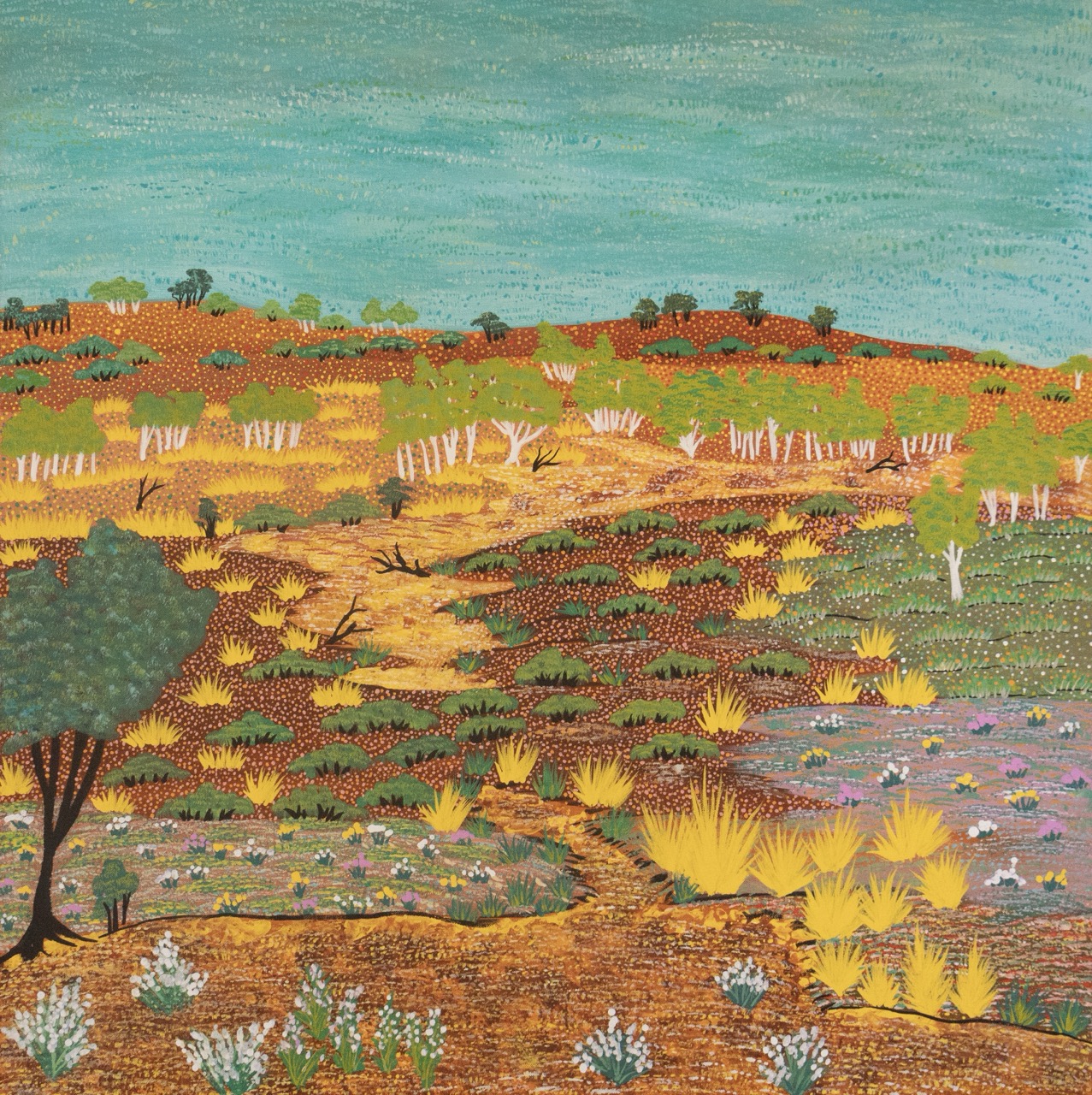 Levina Pitjara Morton - Atyenh Amper (My Country) - Painting - Levina Pitjara Morton