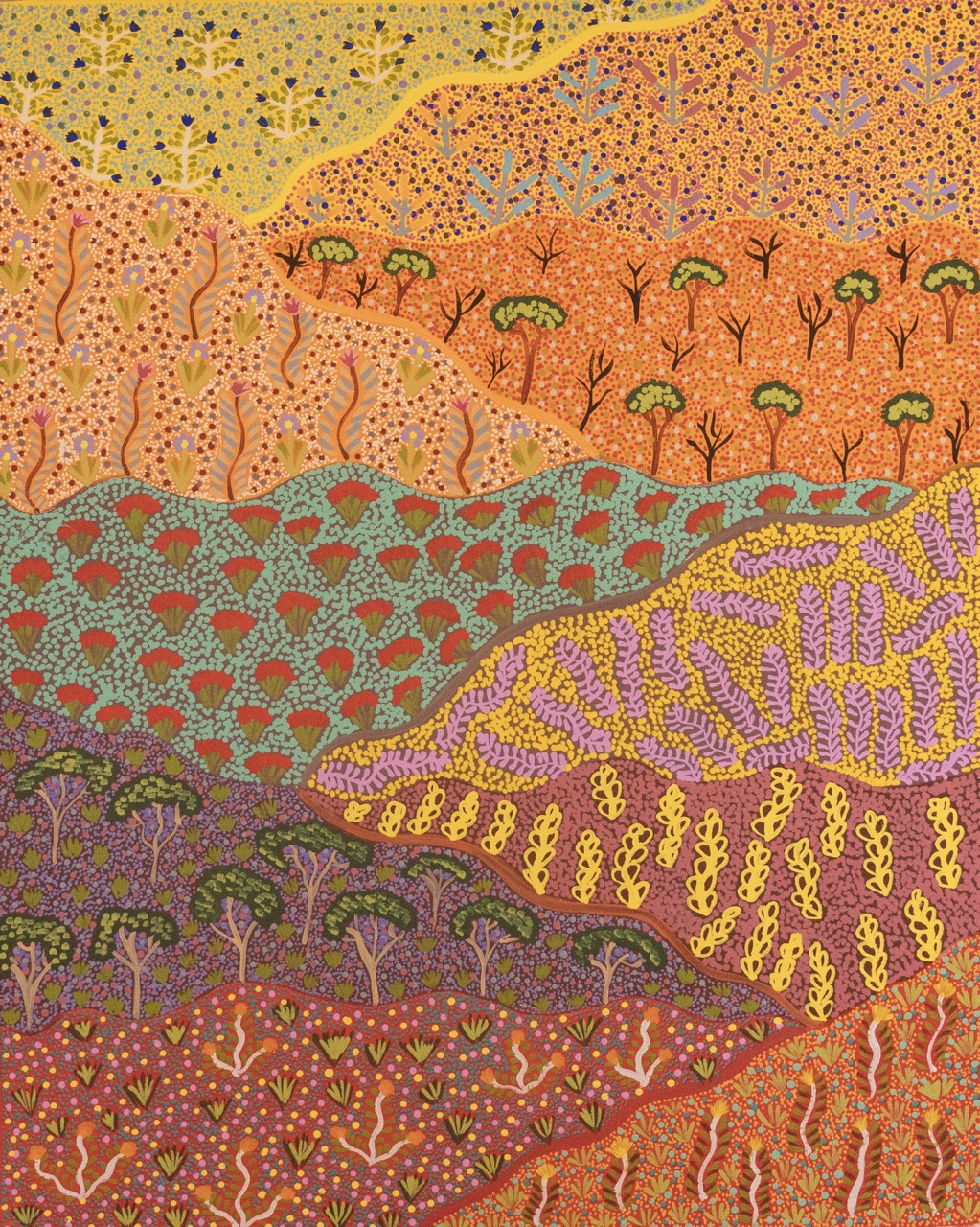 Sabrina Pitjara Morton - Artna Alperr (Bush Leaves) - Painting - Sabrina Pitjara Morton